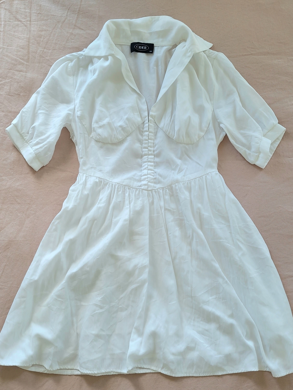 Cider White Collared Fit-and-Flare Dress